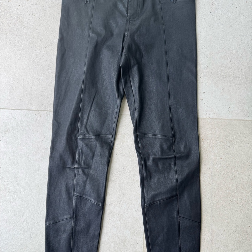 Rachel Zoe Black Leather motorcycle ankle pants